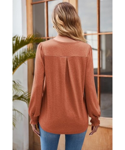 Womens Shirts Long Sleeve Tops Crew Neck Ruffle Dressy Casual Blouse Loose T Shirts Red $11.25 Blouses