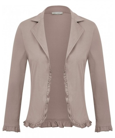 Women Business Casual Cropped Blazer Jacket Open Front Cotton Cardigan Gray Pink $17.22 Blazers