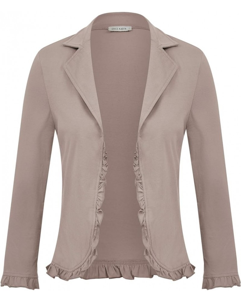 Women Business Casual Cropped Blazer Jacket Open Front Cotton Cardigan Gray Pink $17.22 Blazers