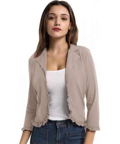 Women Business Casual Cropped Blazer Jacket Open Front Cotton Cardigan Gray Pink $17.22 Blazers