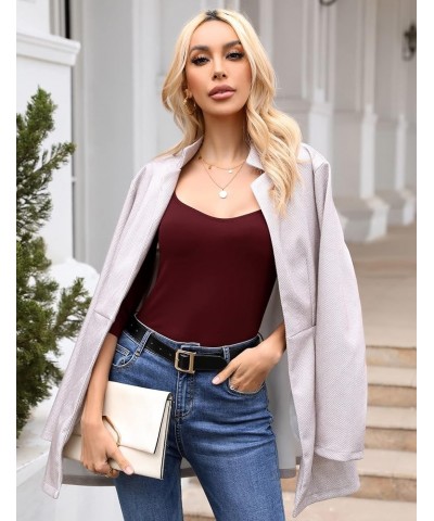 Women's Basic 3/4 Sleeve Shirts Slim Fit Sexy Sweetheart Neckline Top Stretch Tight Solid Color Tees Burgundy $12.74 T-Shirts