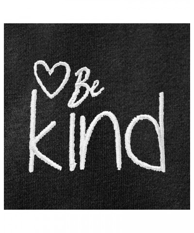 Be Kind Embroidered Hoodie Fleece Sweatshirt Zip Front Womens Black $28.00 Hoodies & Sweatshirts