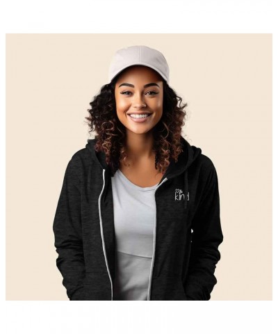 Be Kind Embroidered Hoodie Fleece Sweatshirt Zip Front Womens Black $28.00 Hoodies & Sweatshirts