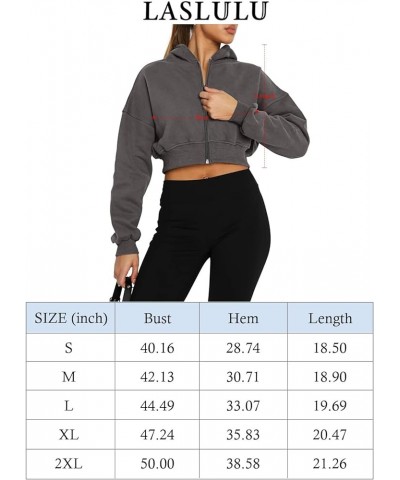 Womens Zip Up Hoodies Cropped Sweatshirts Fall Outfits Fleece Lined Casual Hooded Sweaters Winter Clothes 2024 Black $17.27 H...