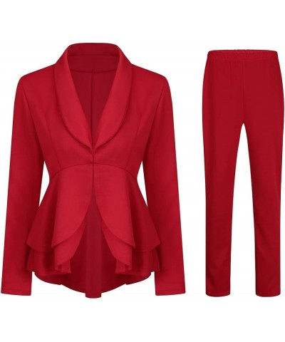 Women's Elegant Business 2 Piece Office Lady Suit Set Work Blazer Pant Red $40.49 Suits