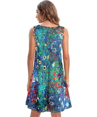 Women's Summer Dresses 2024 Beach Casual Sleeveless Floral Print Tank Loose Sundress with Pocket A Garden Blue Floral $16.79 ...