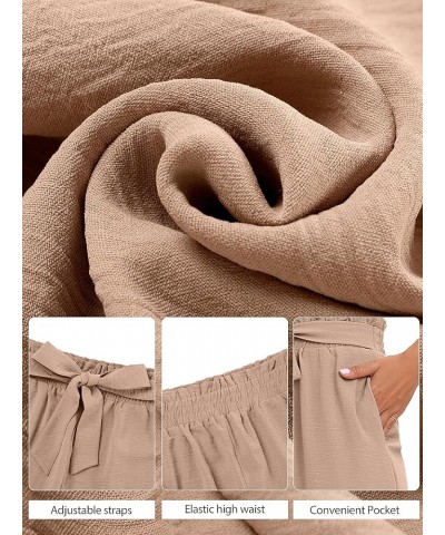 Women's Wide Leg Pants High Waisted Adjustable Tie Knot Loose Trousers Business Casual Work Pants with Pockets Khaki $22.22 P...