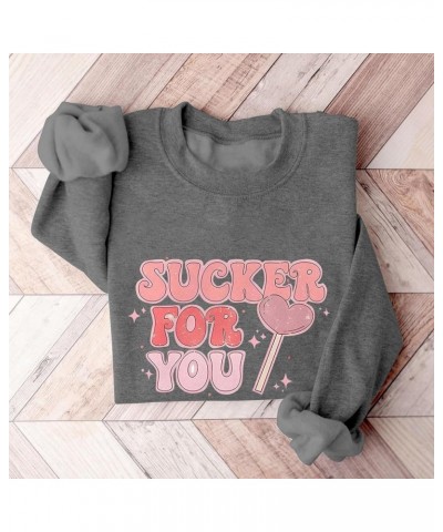 Valentine's Day Sweatshirts for Women, Warm Fleece Lined Love Heart Graphic Pullover Crewneck Long Sleeve Shirts B-gray $13.7...