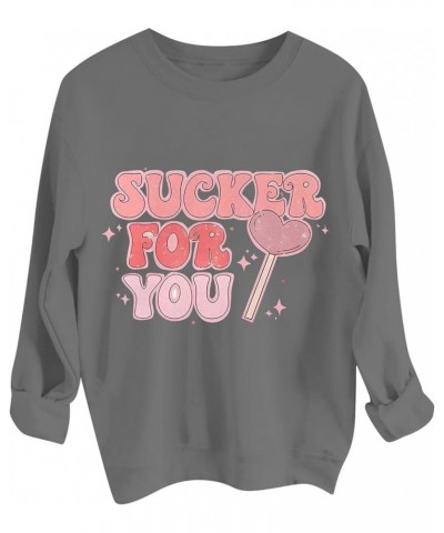 Valentine's Day Sweatshirts for Women, Warm Fleece Lined Love Heart Graphic Pullover Crewneck Long Sleeve Shirts B-gray $13.7...