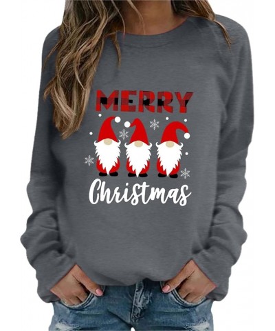 Christmas Sweatshirts for Women Christmas Tree Graphic Pullover Sweatshirt Cute Crewneck Christmas Gnome Shirts Tops F-grey $...