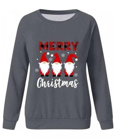 Christmas Sweatshirts for Women Christmas Tree Graphic Pullover Sweatshirt Cute Crewneck Christmas Gnome Shirts Tops F-grey $...