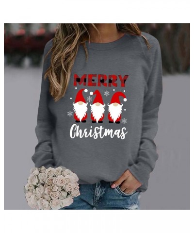 Christmas Sweatshirts for Women Christmas Tree Graphic Pullover Sweatshirt Cute Crewneck Christmas Gnome Shirts Tops F-grey $...