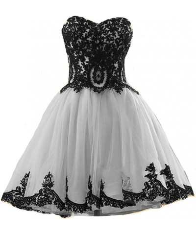 Short Tulle Vintage Black Lace Gothic Prom Homecoming Cocktail Party Dresses Silver $40.95 Dresses