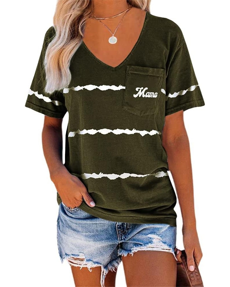 Women's Letter Print Basic Crew Neck Tee Summer Short Sleeve T-Shirt with Pockets Loose Fitting Tops 3brown $14.39 T-Shirts