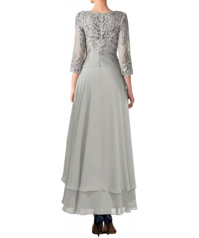 Tea Length Mother of The Bride Dresses for Wedding High Low Formal Evening Dress with Sleeves Stormy $42.11 Dresses