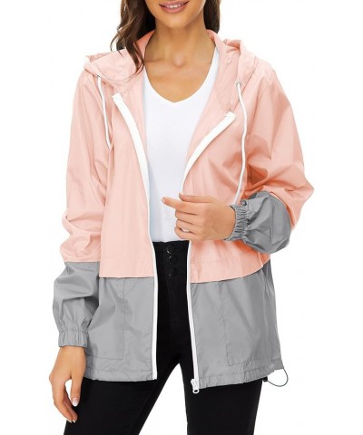 Lightweight Rain Jackets for Women Waterproof Raincoat with Hood Windbreaker Jacket Women Packable Rain Coats Z Pink Grey $13...