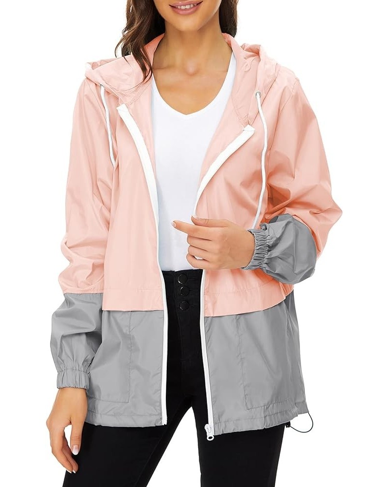 Lightweight Rain Jackets for Women Waterproof Raincoat with Hood Windbreaker Jacket Women Packable Rain Coats Z Pink Grey $13...