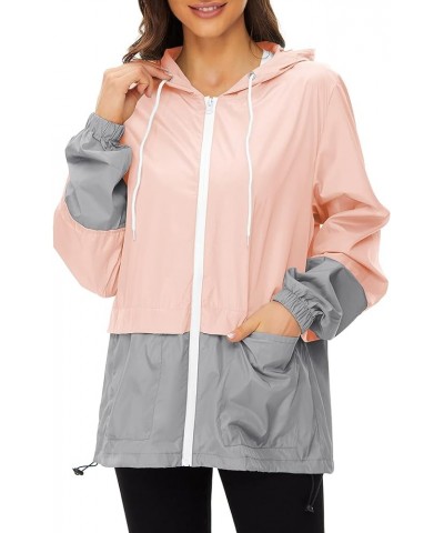 Lightweight Rain Jackets for Women Waterproof Raincoat with Hood Windbreaker Jacket Women Packable Rain Coats Z Pink Grey $13...