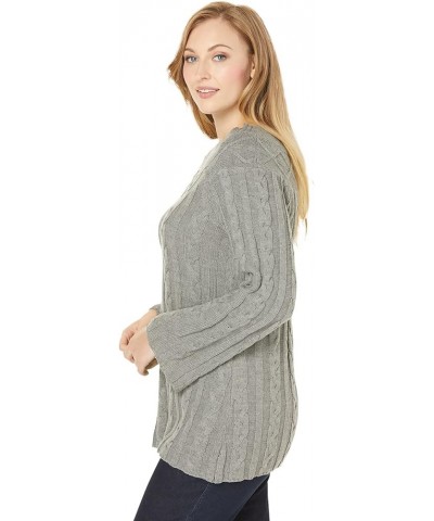 Women's Plus Size Cable Sweater Tunic Dark Olive Green $20.96 Sweaters