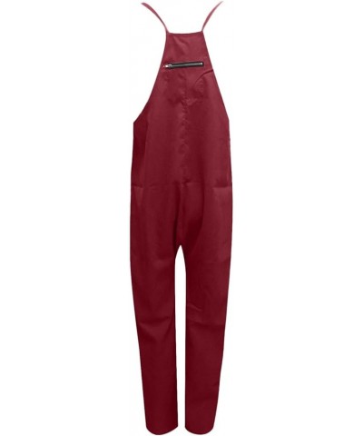 Jumpsuits for Women Dressy, Womens Jumpsuits Casual Jumpers Sleeveless Rompers Overalls Wide Leg Pants with Pockets 02-red $8...