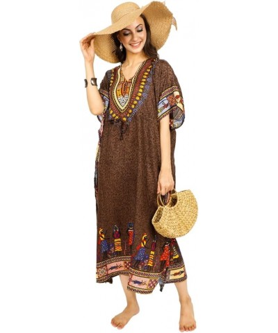 Women African Kaftan Maxi Swimsuit Beach Cover Up Nightwear Loungewear Casual Dress Ladies Dashiki Caftan Free Size… Brown $8...