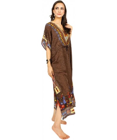 Women African Kaftan Maxi Swimsuit Beach Cover Up Nightwear Loungewear Casual Dress Ladies Dashiki Caftan Free Size… Brown $8...