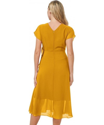 Women's Summer Double V Neck Dress, Flutter Sleeve Ruffle Chiffon Formal Party Wedding Guest Midi Dresses Yellow $12.88 Dresses