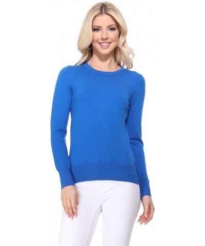 Women's Knit Sweater Pullover – Long Sleeve Crewneck Basic Classic Casual Knitted Soft Lightweight T-Shirt Top Royal Blue $10...