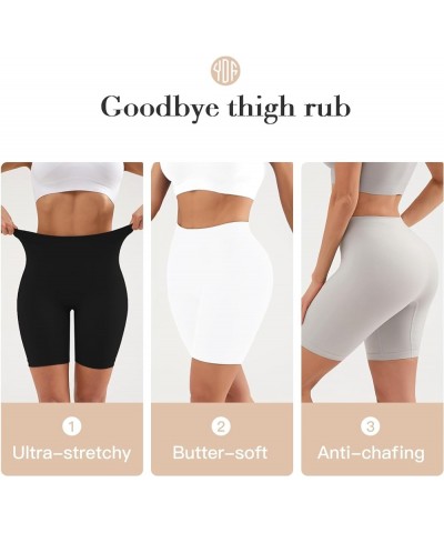 3 Pack Women Seamless Slip Shorts Stretch High Waist Yoga Bike Short Boyshort Panties for Under Dress 3 Pack - Black+white+gr...