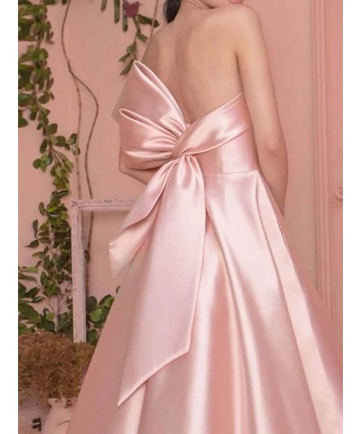 Women's A-Line Strapless Floor Length Satin Bow Evening Dresses with Pocket Long Simple Elegant Prom Dresses Green $37.40 Dre...