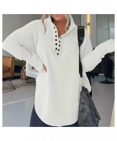 Half Neck Thumbhole Cuff Pullover Sweatshirt Ladies Casual Irregular Hem Hoodie Crop Solid Color Loose Elegant Tops White $15...