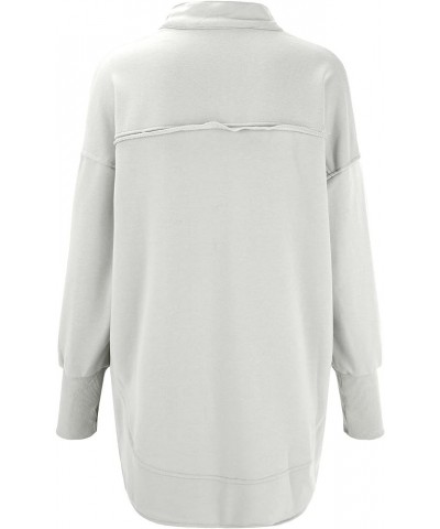 Half Neck Thumbhole Cuff Pullover Sweatshirt Ladies Casual Irregular Hem Hoodie Crop Solid Color Loose Elegant Tops White $15...