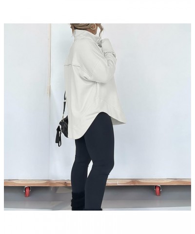 Half Neck Thumbhole Cuff Pullover Sweatshirt Ladies Casual Irregular Hem Hoodie Crop Solid Color Loose Elegant Tops White $15...