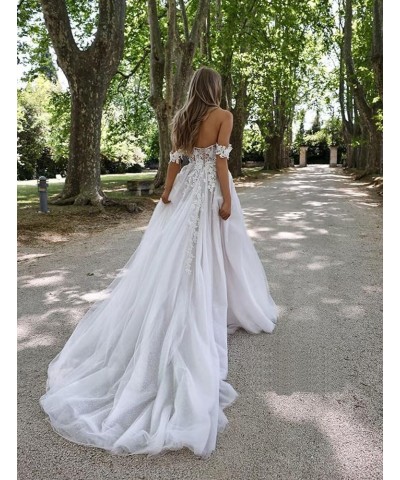 White Mermaid Wedding Dresses for Bride Off Shoulder Beach Wedding Gowns with Train Lace Bridal Gown YMX43 Style23 Ivory $50....