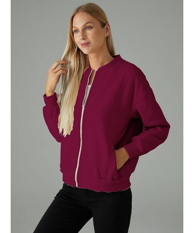 Womens Zip Up Jackets Long Sleeve Sweatshirts Casual Outwear with Pockets Rose Red $10.79 Jackets