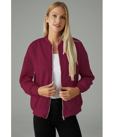 Womens Zip Up Jackets Long Sleeve Sweatshirts Casual Outwear with Pockets Rose Red $10.79 Jackets