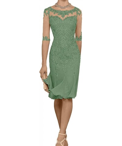 Tea Length Mother of The Bride Dresses Mermaid Evening Formal Dress with Chiffon Jacket Pastel Green $48.88 Dresses