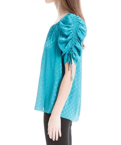 Women's 3/4 Ruched Sleeve Blouse Teal $12.21 Blouses