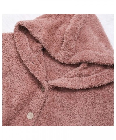 Oversized Fleece Sweatshirts For Women Button Down Long Sleeve Tunic Top Winter Warm Coats Blouses Cute Hoodies 15 Pink, Plus...