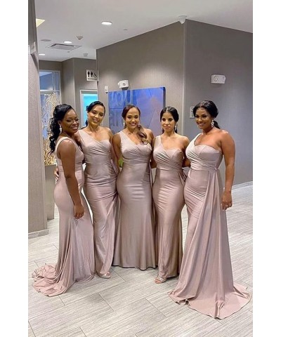 One Shoulder Bridesmaid Dresses for Wedding Mermaid Satin Prom Dresses Long Bodycon Formal Evening Gowns Sage Green $40.02 Dr...