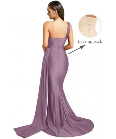 One Shoulder Bridesmaid Dresses for Wedding Mermaid Satin Prom Dresses Long Bodycon Formal Evening Gowns Sage Green $40.02 Dr...