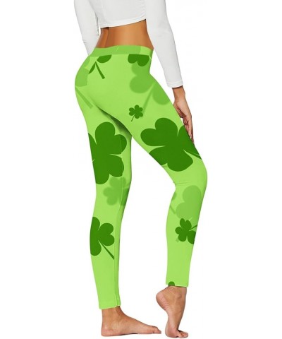 Women's St. Patrick's Day Leggings Stretchy Graphic Printed Green Four Leaf Clover Stretchy Graphic Printed Legging Tights Z0...