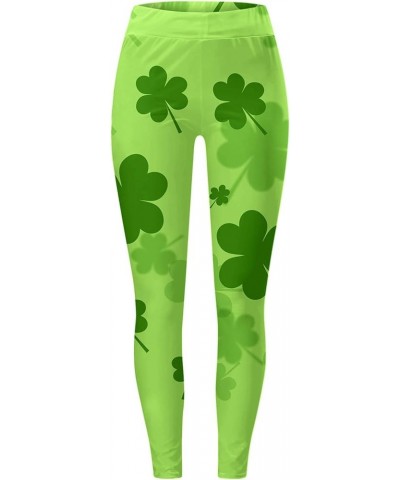 Women's St. Patrick's Day Leggings Stretchy Graphic Printed Green Four Leaf Clover Stretchy Graphic Printed Legging Tights Z0...