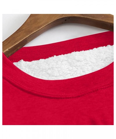 Fleece Sweatshirts for Women Sherpa Lined Crewneck Sport Sweatshirt Comfy Long Sleeve Pullover Winter Thicken Tops 04 Red $8....