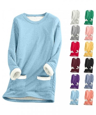 Fleece Sweatshirts for Women Sherpa Lined Crewneck Sport Sweatshirt Comfy Long Sleeve Pullover Winter Thicken Tops 04 Red $8....