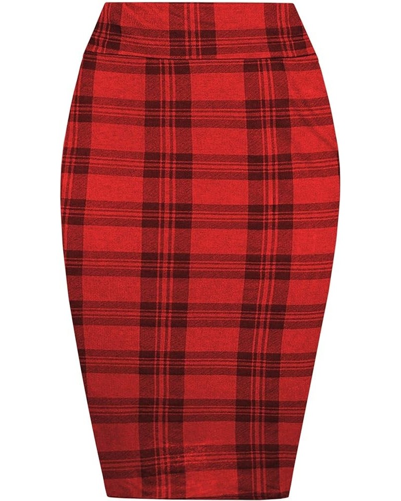 New Womens Floral Print High Waist Summer Bodycon Tube Stretch Pencil Midi Skirt Red Tartan $17.95 Skirts