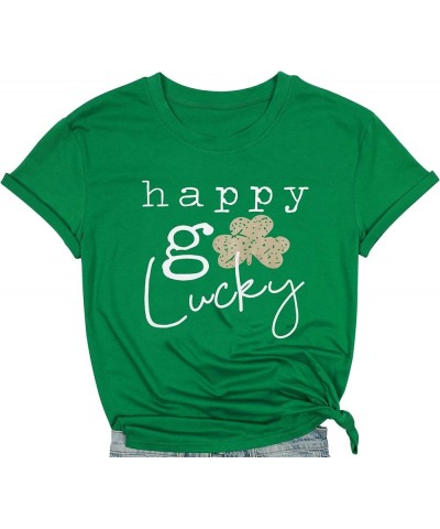 One Lucky Mama St Patricks Day Shirt Women Funny Shamrock Clover Graphic Short Sleeve Mama Tshirt Top Green-01 $15.59 T-Shirts