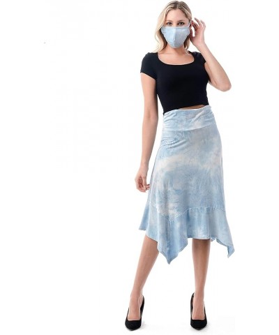 Women's Flowy Handkerchief Hemline Midi Skirt Ms01-multi11 $10.40 Skirts