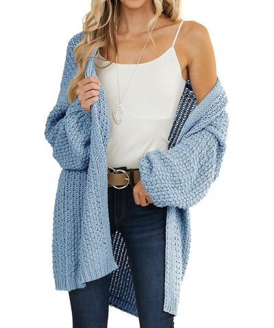 Womens Cardigan Solid Color Long Sleeve Open Front Chunky Knit Sweater Outwear Blue $19.03 Sweaters