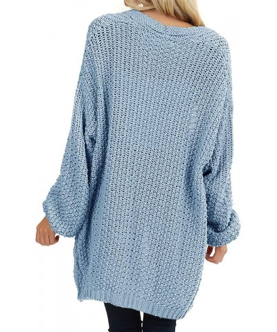 Womens Cardigan Solid Color Long Sleeve Open Front Chunky Knit Sweater Outwear Blue $19.03 Sweaters